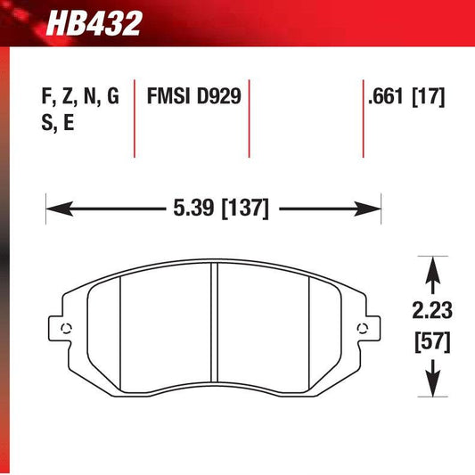 Hawk HB432F.661 Street Performance Pad - HPS Compound - FastLap Supply