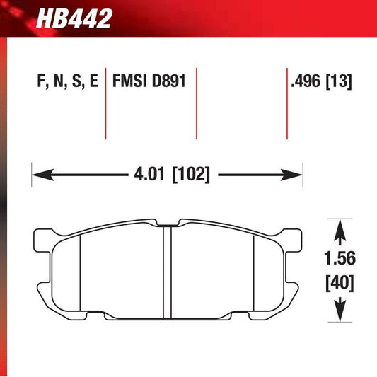 Hawk HB442E.496 Racing Pad - Blue Compound - FastLap Supply