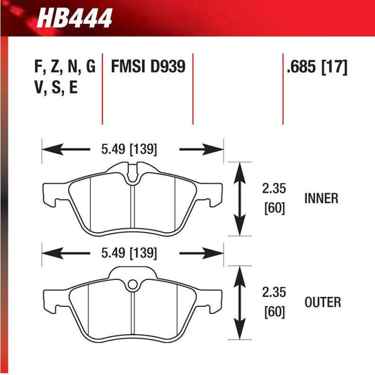 Hawk HB444E.685 Racing Pad - Blue Compound - FastLap Supply