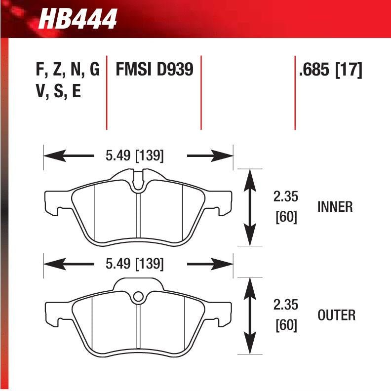 Hawk HB444F.685 Street Performance Pad - HPS Compound - FastLap Supply