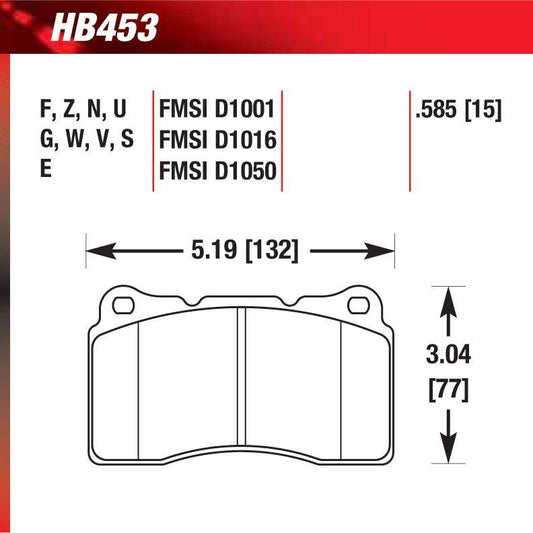 Hawk HB453E.585 Racing Pad - Blue Compound - FastLap Supply