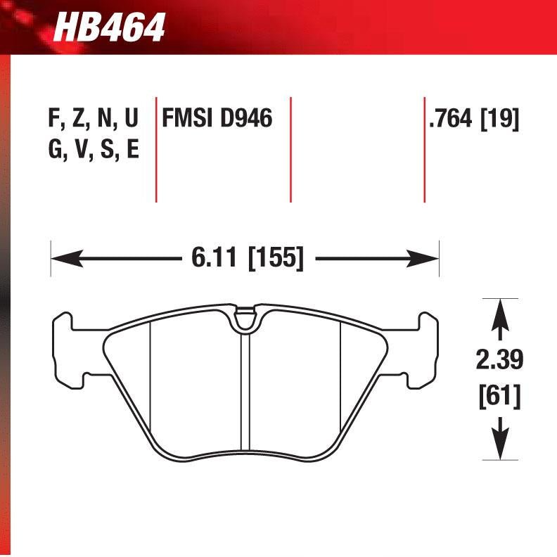 Hawk HB464S.764 Race Pad - HT-10 Compound - FastLap Supply