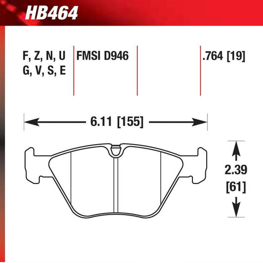 Hawk HB464S.764 Race Pad - HT-10 Compound - FastLap Supply