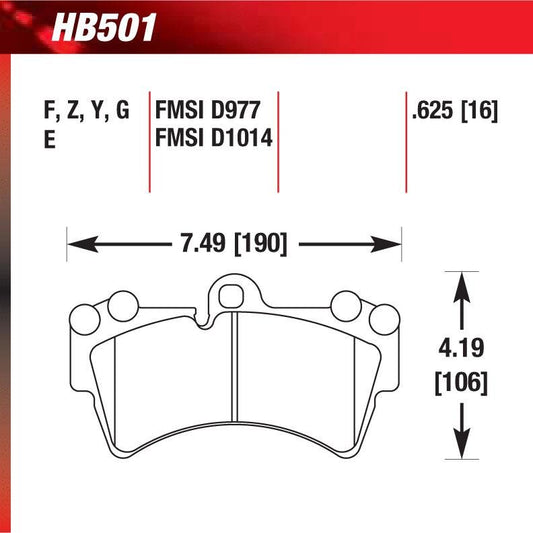 Hawk HB501G.625 Racing Pad - DTC-60 Compound - FastLap Supply