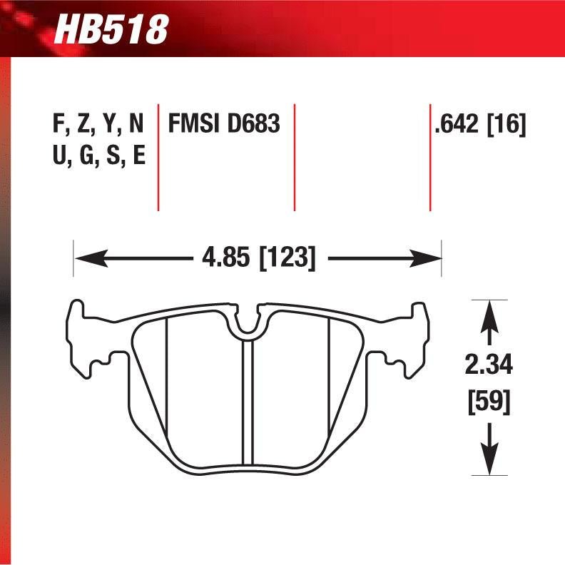 Hawk HB518F.642 Street Performance Pad - HPS Compound - FastLap Supply