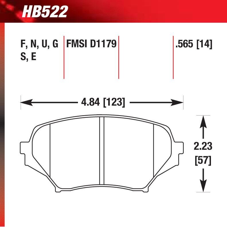 Hawk HB522E.565 Racing Pad - Blue Compound - FastLap Supply