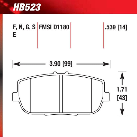 Hawk HB523E.539 Racing Pad - Blue Compound - FastLap Supply