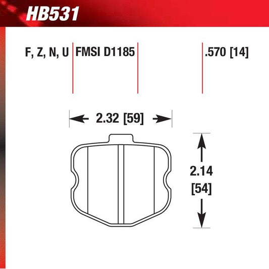 Hawk HB531N.570 Performance Pad - HP Plus Compound - FastLap Supply