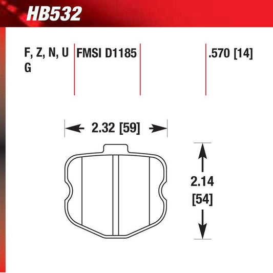 Hawk HB532N.570 Performance Pad - HP Plus Compound - FastLap Supply