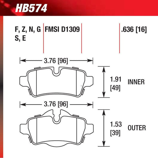 Hawk HB574F.636 Street Performance Pad - HPS Compound - FastLap Supply