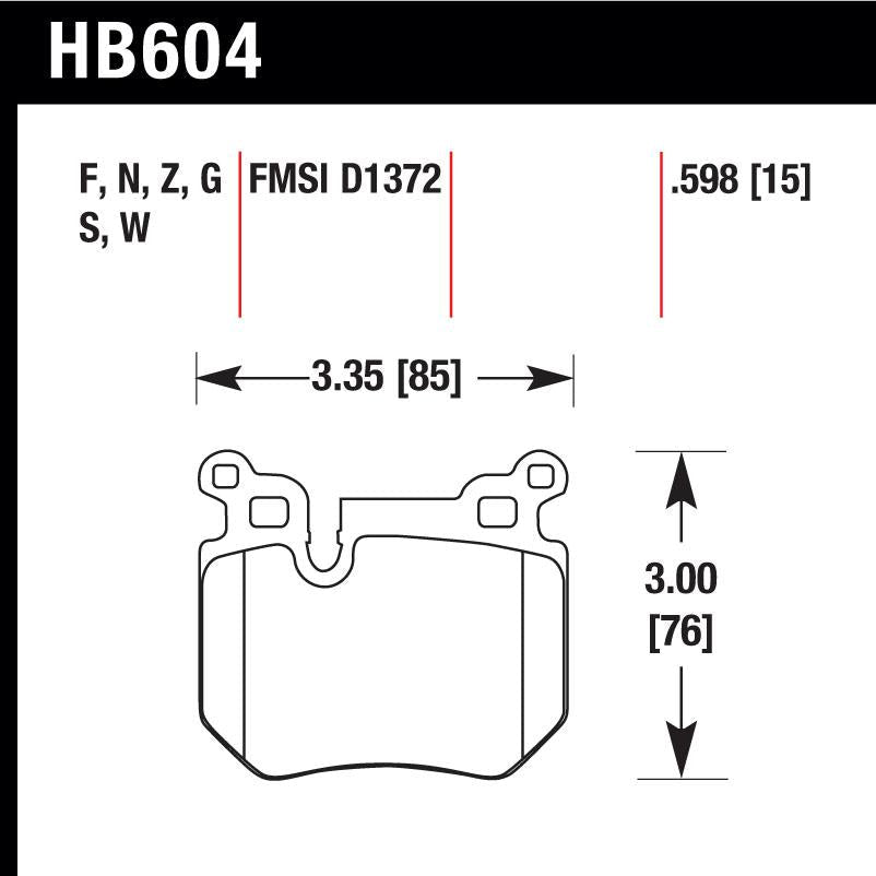 Hawk HB604N.598 Performance Pad - HP Plus Compound - FastLap Supply
