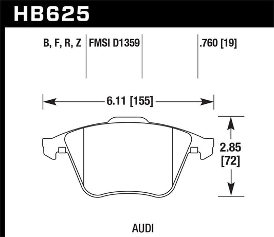 Hawk HB625F.760 Performance Street Pad - HPS Compound - FastLap Supply