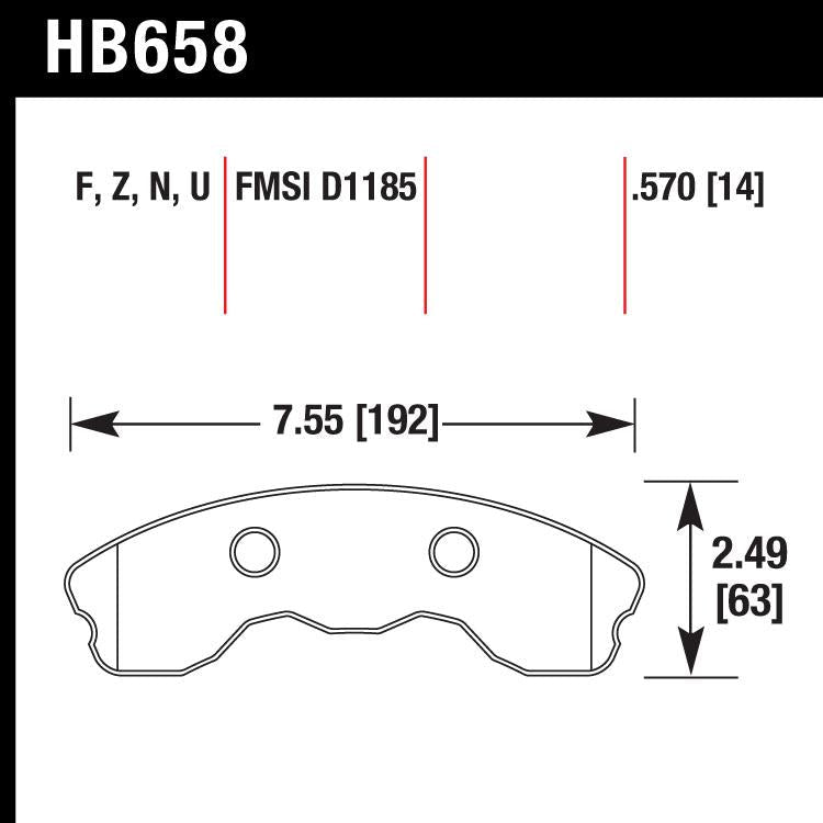 Hawk HB658U.570 Racing Pad - DTC-70 Compound - FastLap Supply