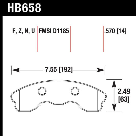 Hawk HB658U.570 Racing Pad - DTC-70 Compound - FastLap Supply