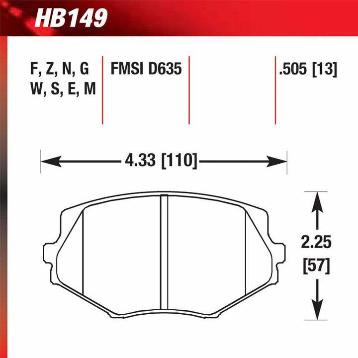 Hawk HB149G.505 Racing Pad - DTC-60 Compound