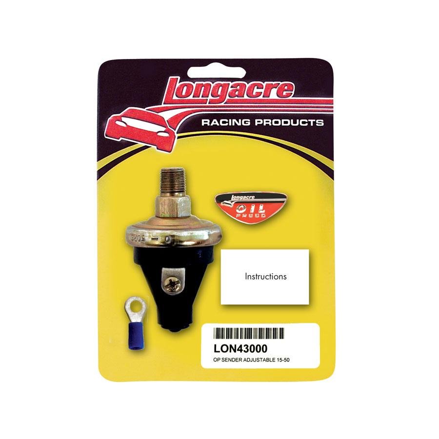 Longacre Adjustable Oil Pressure Sender - 15-50 PSI, 1/8" NPT - FastLap Supply