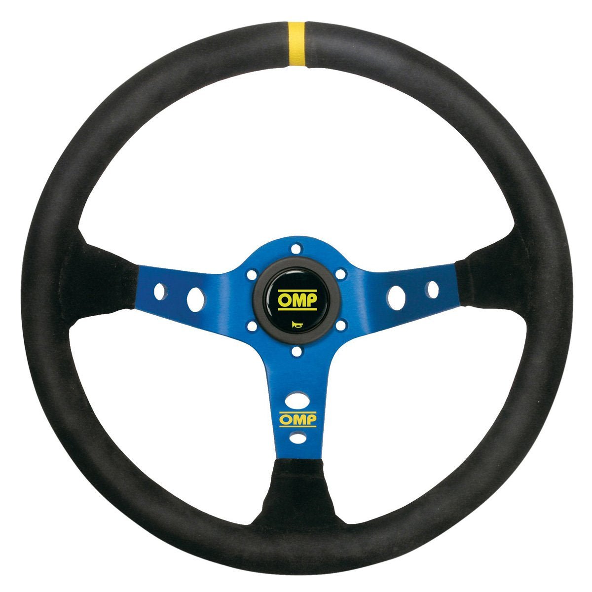 OMP Corsica Steering Wheel - Black Suede, Silver Spokes - FastLap Supply