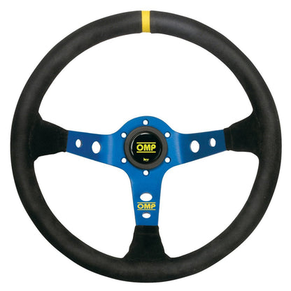 OMP Corsica Steering Wheel - Black Suede, Silver Spokes - FastLap Supply